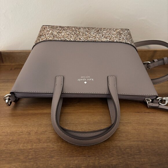 Kate Spade Ina Greta Gray Gold Glitter Court Satchel - Picture 6 of 10